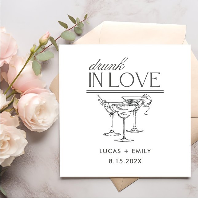 Drunk In Love Personalized Wine Glasses Wedding Napkins (Creator Uploaded)