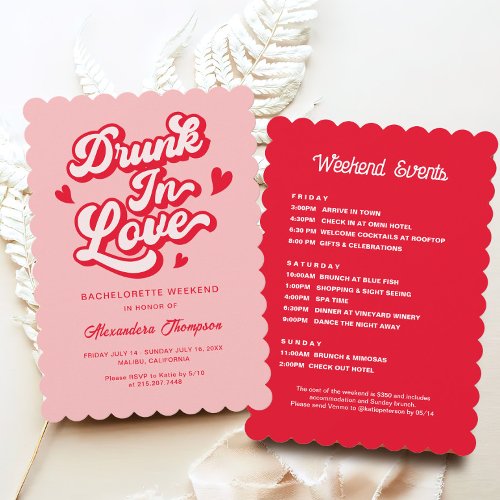 Drunk in love Pink bachelorette party Invitation