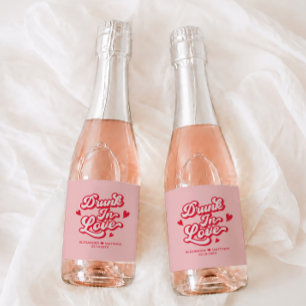 Drunk in Love Red & Pink Wedding Champagne Favor Sparkling Wine Label