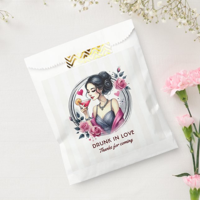 Drunk in Love Romantic Cocktail Bachelorette Favor Bag (Sealed)