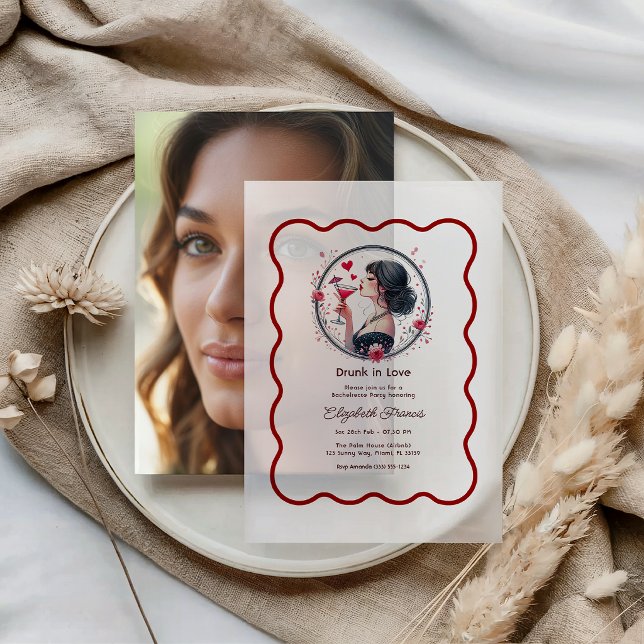 Drunk in Love Romantic Cocktail Bachelorette Party Vellum Invitations (Drunk in Love Romantic Cocktail Bachelorette Party Vellum Invitation)