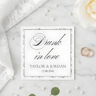 Drunk in Love Script Floral Wedding Custom  Napkins