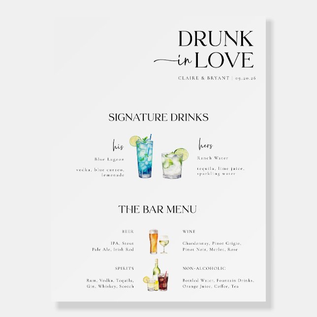 Drunk in Love Wedding Bar Sign (Front)