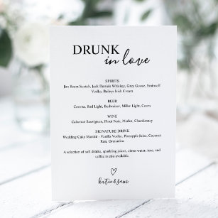 Drunk In Love Wedding Bar Sign Menu