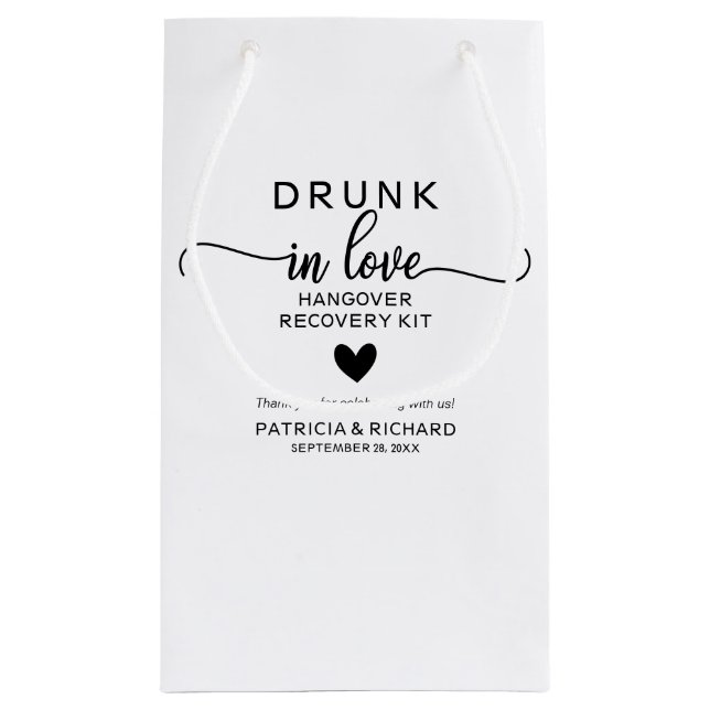 Drunk In Love Wedding Hangover Kit Small Gift Bag (Back)