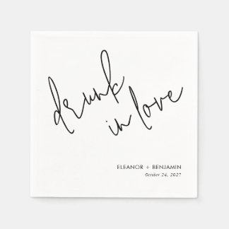 Drunk in Love Wedding Napkins Minimalist