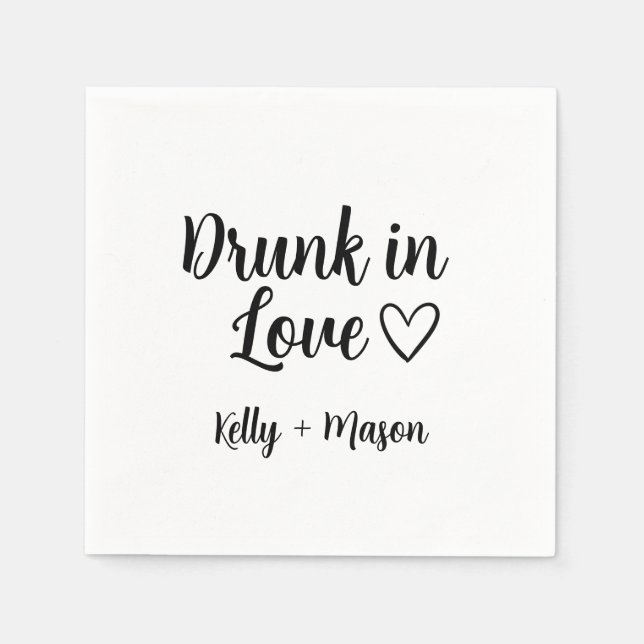 Drunk in Love | Wedding Reception Custom Cocktail  Napkins (Front)