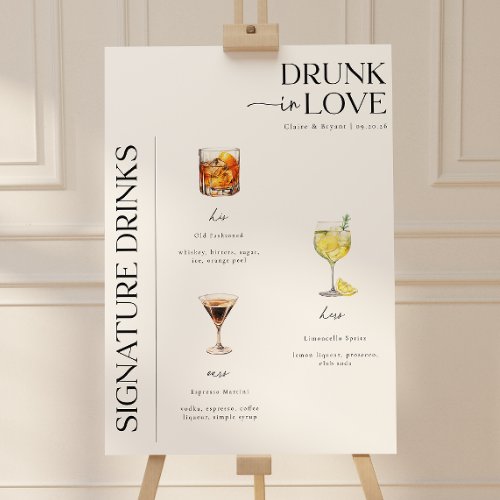 Drunk in Love Wedding Signature Drinks Bar Sign