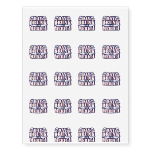 Drunk Independence Day USA - 4th July Temporary Tattoos