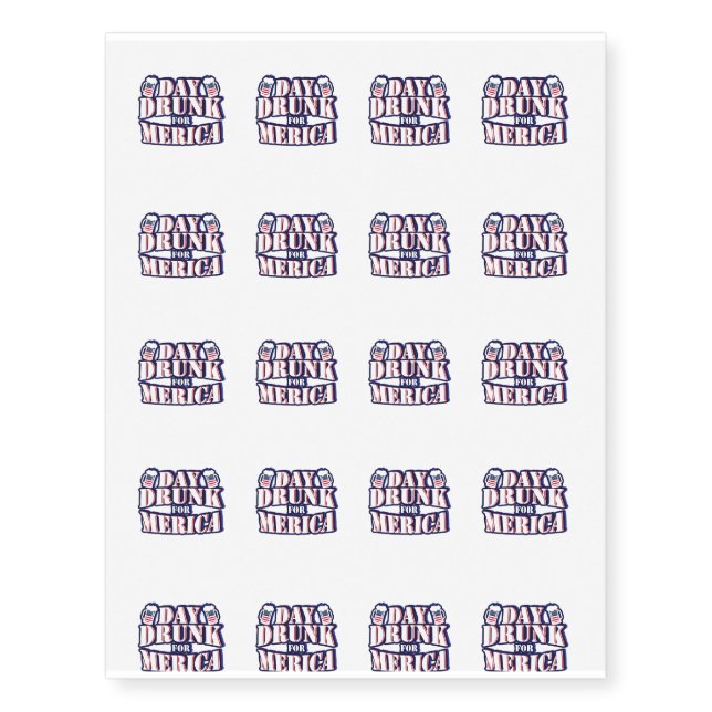 Drunk Independence Day USA - 4th July Temporary Tattoos (Front)