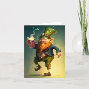 Drunk Leprechaun Clurichaun Illustration Card