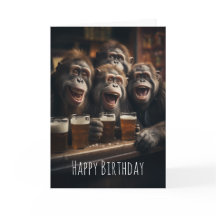 Drunk Monkeys Drinking Beer in the Pub Funny Adult