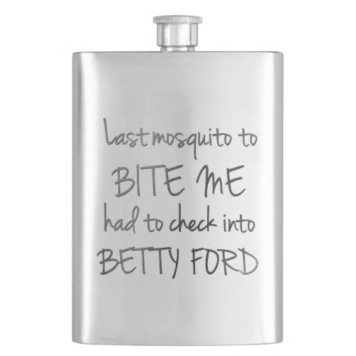 Drunk Mosquito  Fun Adult Alcohol Humor Quote Flask