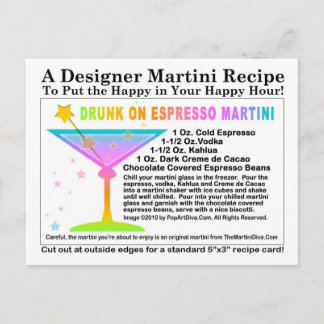 Drunk on Expresso Martini Recipe Postcard