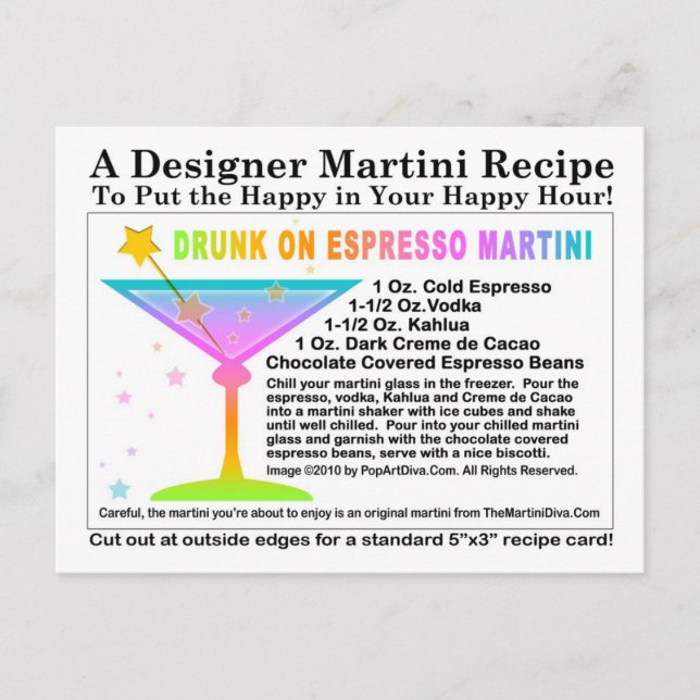 Drunk on Expresso Martini Recipe Postcard (Front)