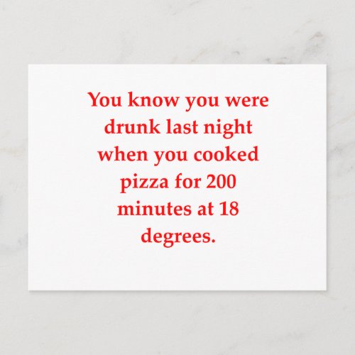drunk pizza postcard