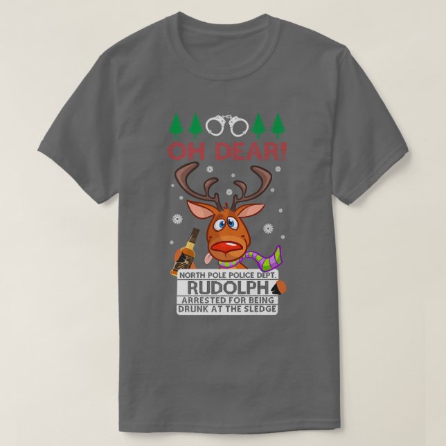 Drunk Rudolph Reindeer Ugly Christmas Sweater Prem (Design Front)