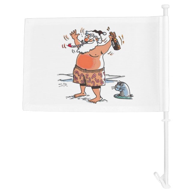 Drunk Santa car and boat flag (Back)