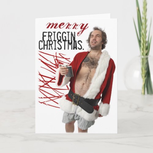 drunk santa claus holiday card