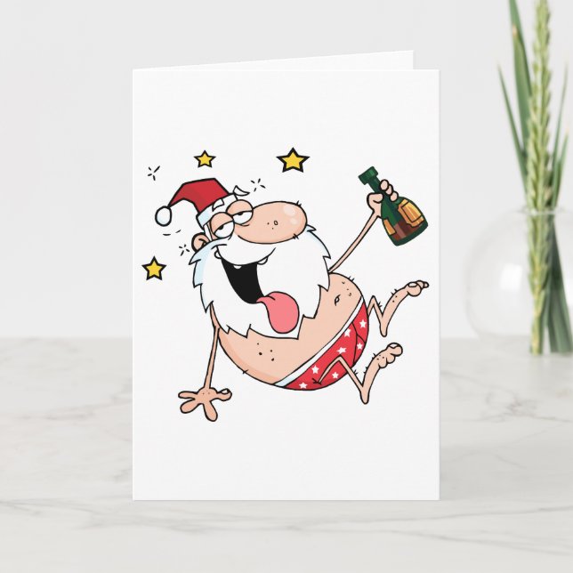 Drunk Santa Claus Holiday Card (Front)