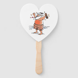 Drunk Santa heart hand fans
