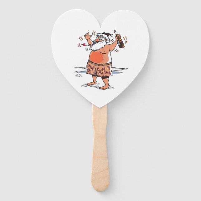 Drunk Santa heart hand fans (Front)