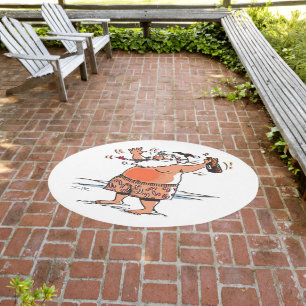 Drunk Santa outdoor round rug
