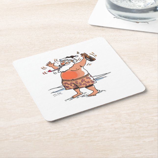 Drunk Santa paper coasters (Angled)