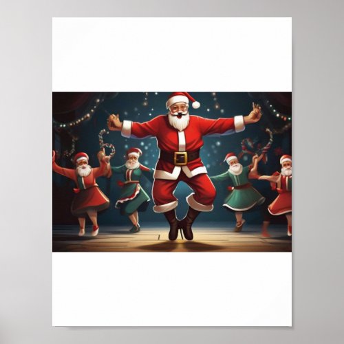 drunk Santa performing clogging dance Poster
