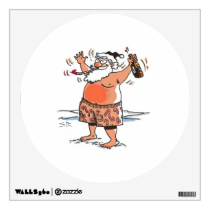 Drunk Santa round wall decal