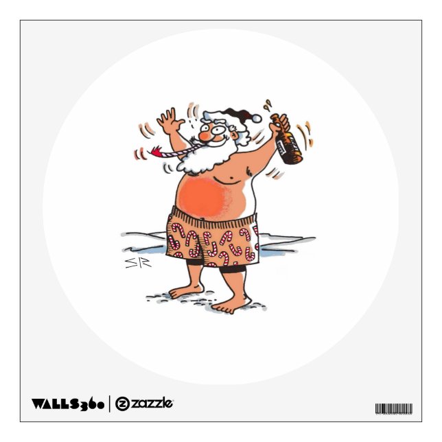 Drunk Santa round wall decal (Front)