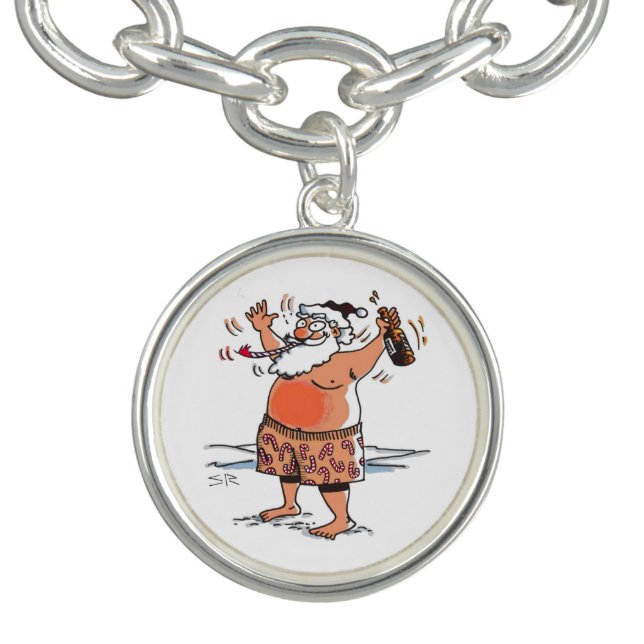 Drunk Santa silver charm bracelet (Design)