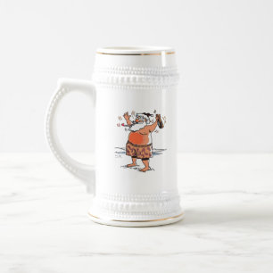 Drunk Santa stein gold trim