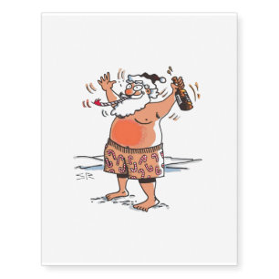Drunk Santa temporary tattoo large