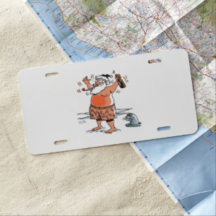 Drunk Santa w seal aluminum car license plate