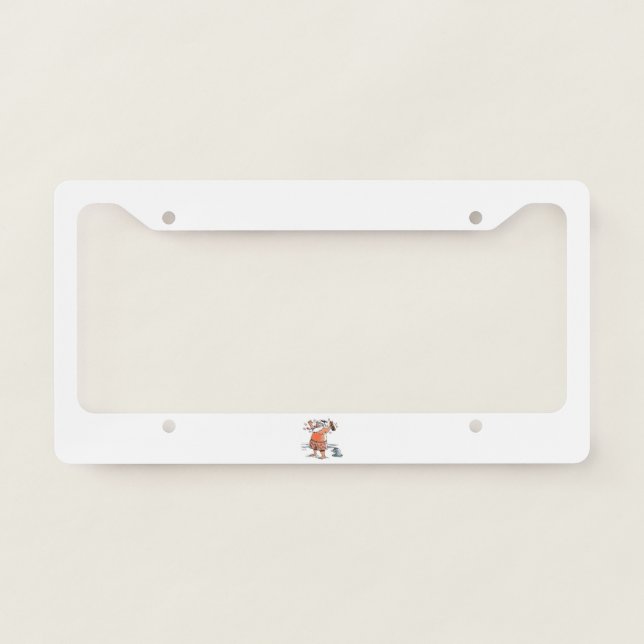 Drunk Santa w seal car license plate frame a (Front)