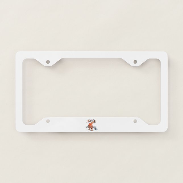 Drunk Santa w seal car license plate frame b (Front)