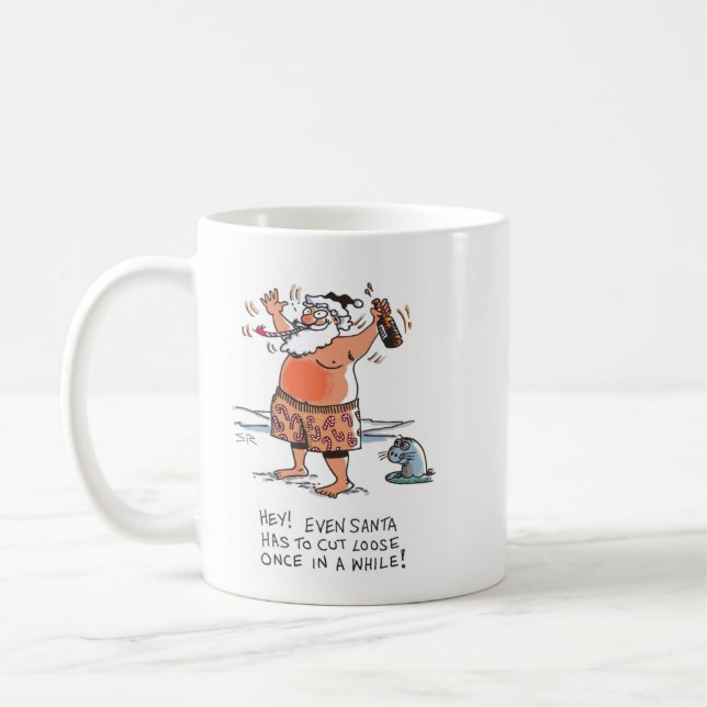 Drunk Santa w seal mug (Left)