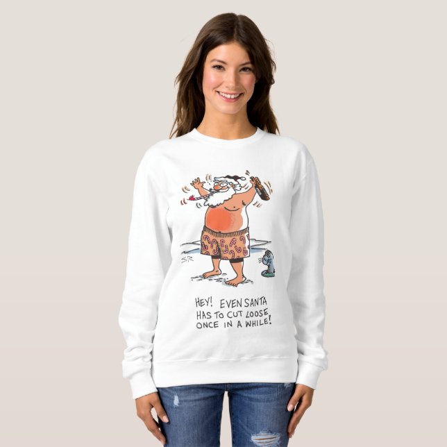 Drunk Santa w seal women white sweatshirt (Front Full)