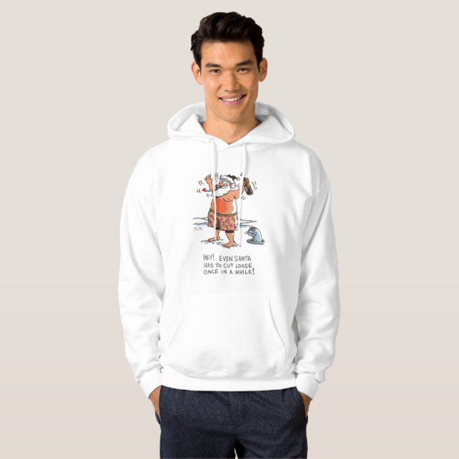Drunk Santa white hooded sweatshirt (Front Full)