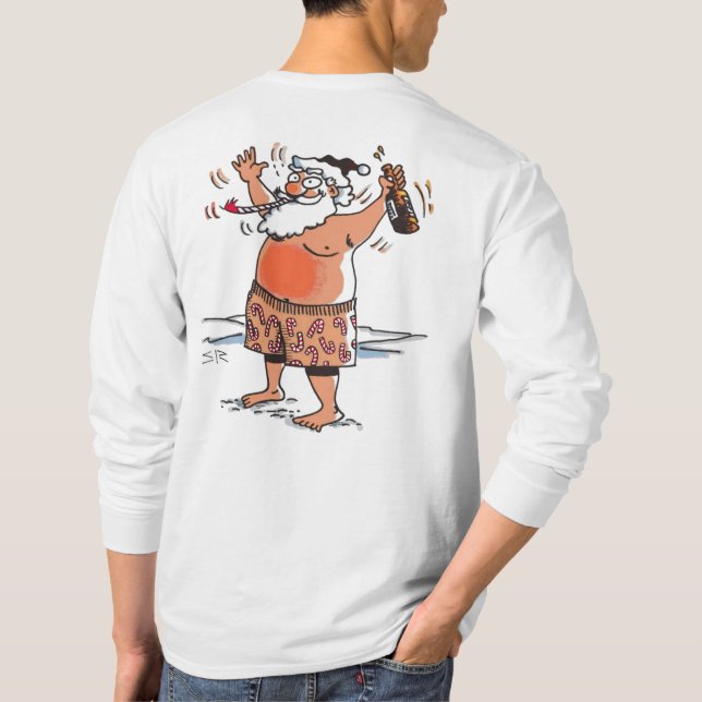 Drunk Santa white long sleeve shirt back (Back)