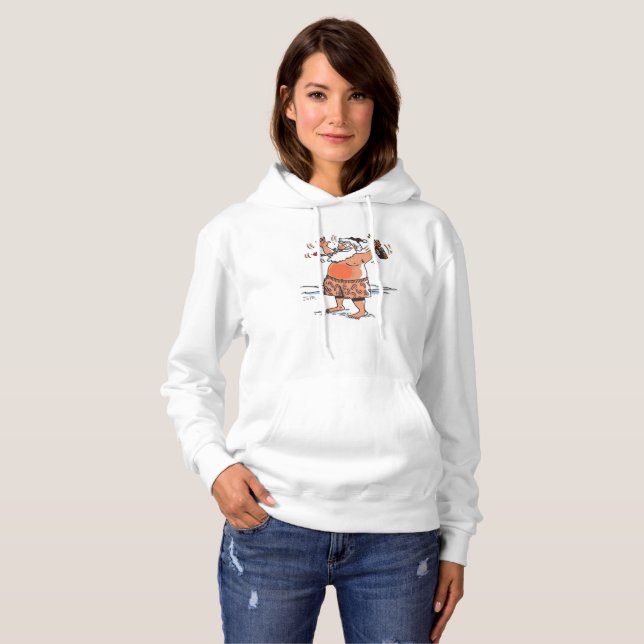 Drunk Santa women white hooded sweatshirt (Front Full)