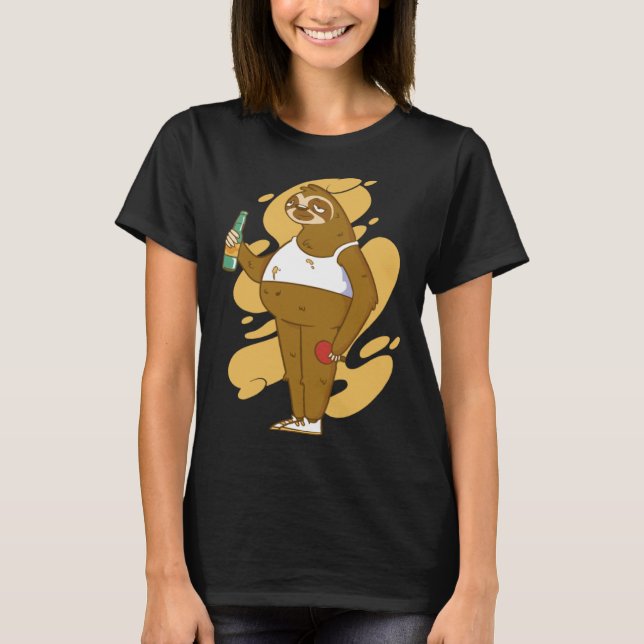 Drunk Sloth Beer Ping-pong T-Shirt (Front)