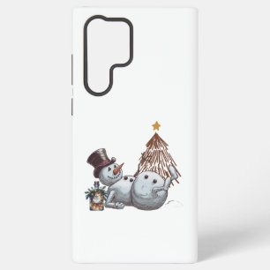 Drunk snowman with a bottle of whiskey. samsung galaxy s22 ultra case
