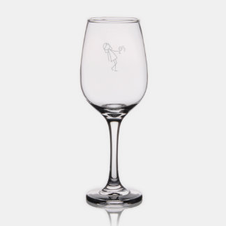Drunk Stick Figure Woman Minimal Wine Glass
