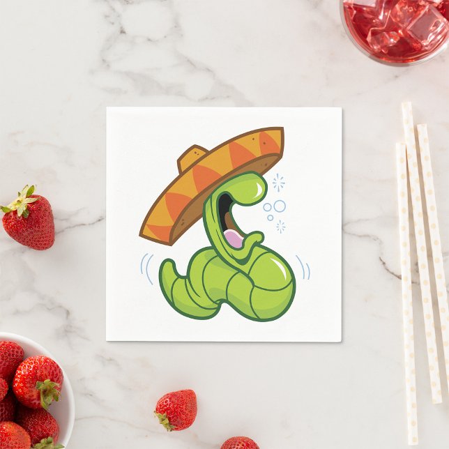 Drunk Worm with Sombrero Mexican Party Napkins (Creator Uploaded)