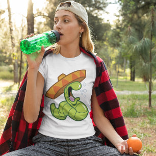 Drunk Worm with Sombrero Mexican Party T-Shirt
