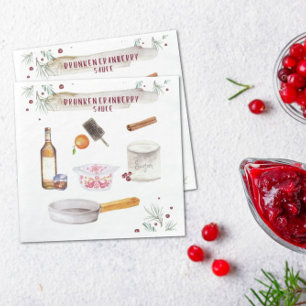 Drunken Cranberry Sauce Holiday Party Napkins