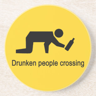 Drunken people crossing ⚠ Thai Sign ⚠ Drink Coaster