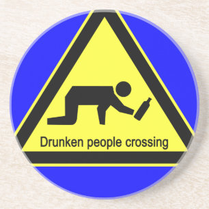 Drunken people crossing ⚠ Thai Sign ⚠ Drink Coaster